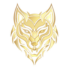 Fototapeta premium a stunning golden wolf head illustration, perfect for adding a touch of elegance and ferocity to your design