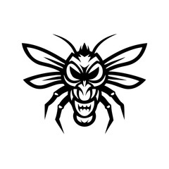 Fototapeta premium a ferocious bee with a menacing expression in monochrome