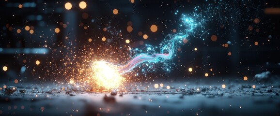 Fiery explosion, ethereal energy