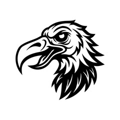 Fototapeta premium Eagle head vector illustration, fierce bird of prey head, strong eagle head mascot, black and white eagle head, eagle head logo, vector eagle head design, eagle head graphic, eagle head icon
