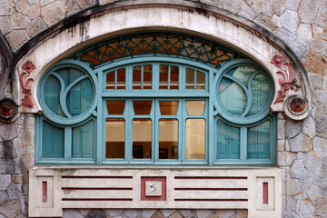 Window of an Art Nouveau style building in a neighborhood of Bilbao