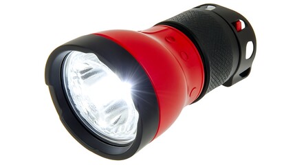 Red Portable Flashlight Isolated