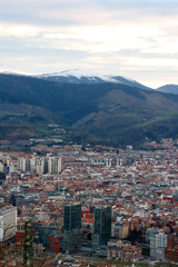 View of Bilbao seen from a hill in a winter day