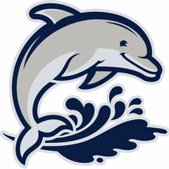 Obraz premium a vibrant image of a dolphin leaping gracefully from the water. The artwork captures the energy and agility of this marine mammal. The dolphin's playful expression adds a touch of joy to the scene