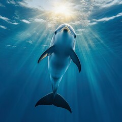 Majestic Dolphin Encounter Sunbeams Illuminate Oceanic Beauty