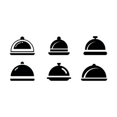 restaurant cloche icon set.