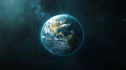 Earth from Space with Cosmic Backdrop, A stunning view of Earth from space