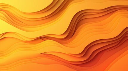 Obraz premium Abstract yellow-orange paper waves gently bending, creating a stylish, fluid design perfect for creative concepts.