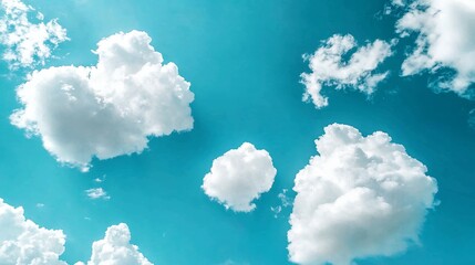 Naklejka premium Bright Blue Sky with Fluffy White Clouds