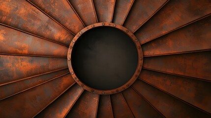 Circular Rusty Metal Background with Radiating Fan Blades Effect