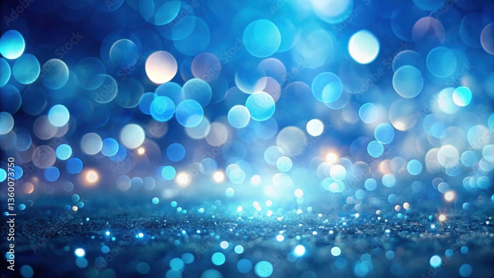 Poster Abstract Sparkling Blue Bokeh Background with Glimmering Texture