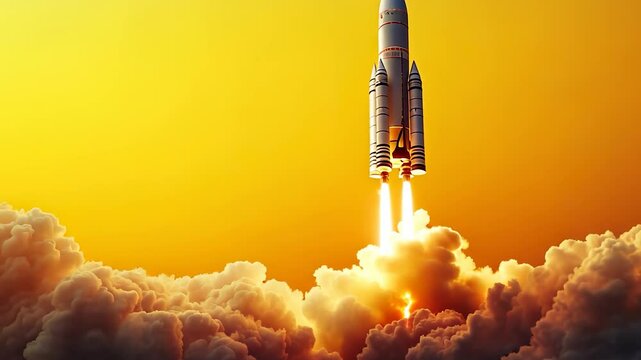 Rocket is taking off into the sky. Rocket fires a yellow background. A man hovering over a fire hydrant lights up smoke. A rocket is launching into the sky lifestyle.