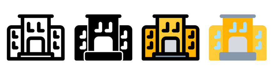 Modern school building icon with simple and elegant design. Ideal for education, knowledge and learning applications.