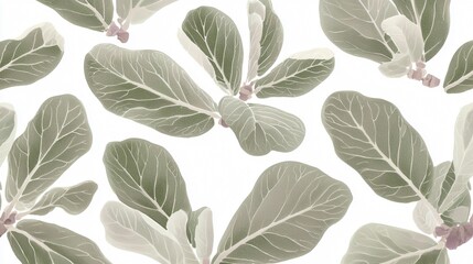 Patterned leaves Seamless design of muted green foliage, subtle veins, soft texture