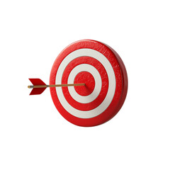 A red and white bullseye target with an arrow striking the center.