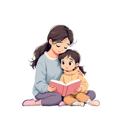 Loving mother reading a book with her daughter