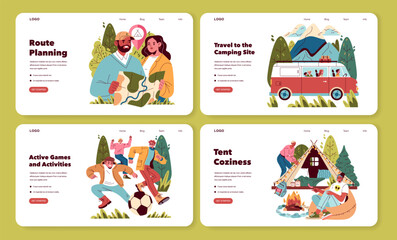 Fototapeta premium Family Camping. Flat Vector Illustration