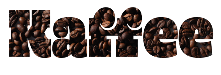 The german word "Kaffee" (Coffee) filled with coffee beans on a transparent background