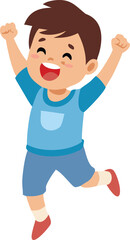 Boy Jumping in Blue Shirt