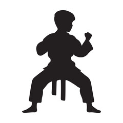 silhouette of a karate man