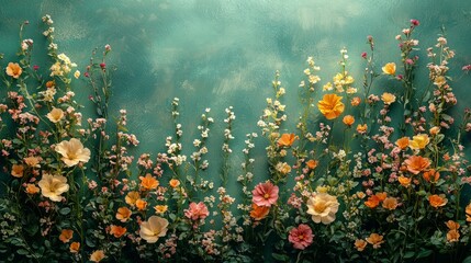 A soft background of greenery with delicate wildflowers, giving a fresh and organic vibe to a seasonal menu