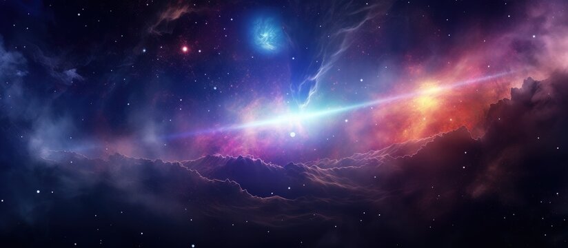 Fantastic supernova Colorful space galaxy cloud nebula scenery background. Generative AI