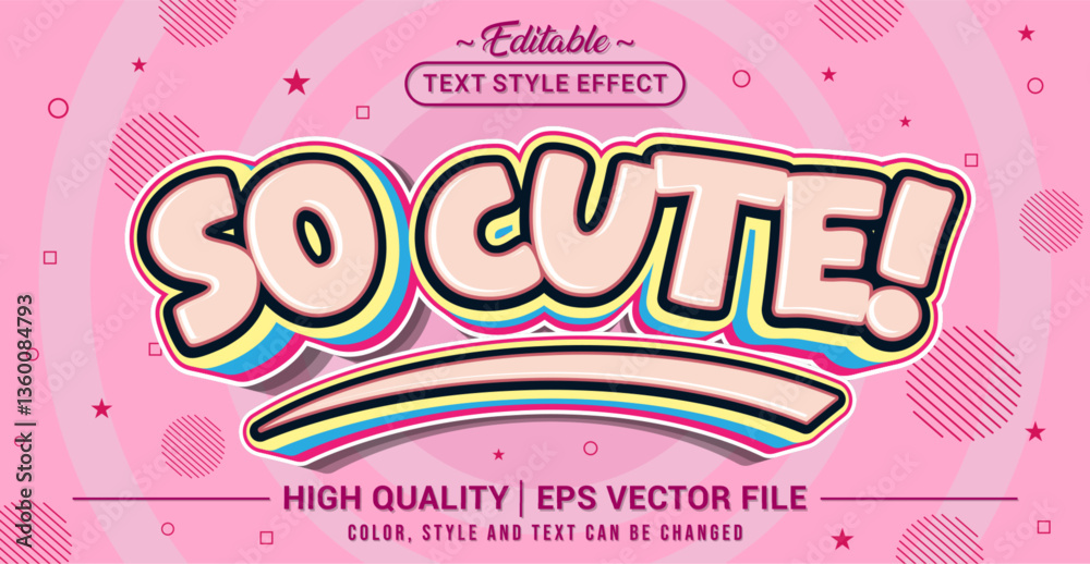 Leinwandbilder editable text style effect - so cute text style theme. vector text style illustration template.