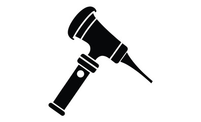 Otoscope medical tool silhouette, Otoscope silhouette vector, Otoscope icon, Medical diagnostic otoscope  