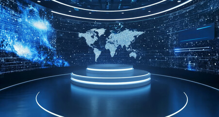 Obraz premium A studio with a blue technological feel