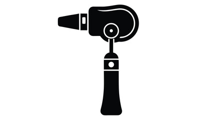 Otoscope medical tool silhouette, Otoscope silhouette vector, Otoscope icon, Medical diagnostic otoscope  