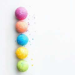 Obraz premium Colorful bath bombs melting in studio still life vibrant clean minimalist