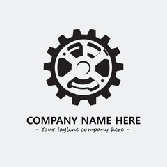 Gear illustration for logo company black and white vector image