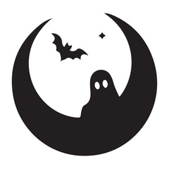 black cat and moon silhouette