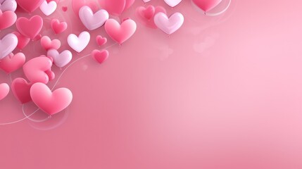 Romantic valentine's day background with 3d heart shape on pink pastel color. Generate AI