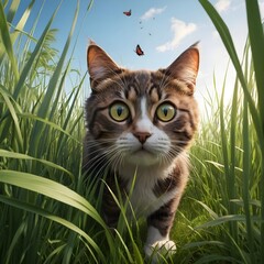 cat on grass