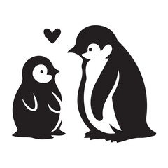 two penguins with a heart