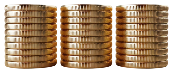 PNG Stacks of shiny gold coins