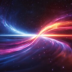 Naklejka premium Abstract Cosmic Nebula Swirling Galaxy Space Background Digital Art Vibrant Pink Blue Orange Light Stars Night Sky Universe Energy Power