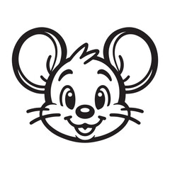 black and white cartoon Mouse silhouette