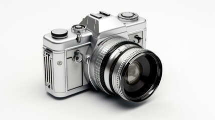 Fototapeta premium Closeup a Digital photo camera isolated on white background. Generate AI image