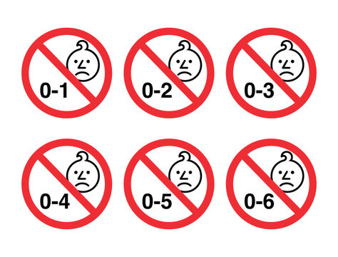 age restriction symbols set product safety warning labels