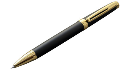 Naklejka premium Elegant black and gold ballpoint pen isolated on white background