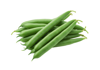 Pile of fresh green beans on a transparent background.