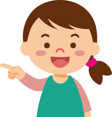 Various cheerful girls pointing forward in styles.