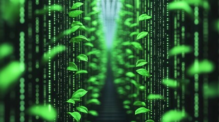 Fototapeta premium Conceptual Illustration of Blockchain Technology with Natural Elements