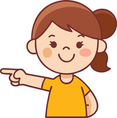 Various cheerful girls pointing styles.