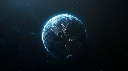 Obraz premium Realistic Earth from Space with Glowing Atmosphere, A realistic depiction of Earth from space, showing continents and oceans with a glowing atmosphere