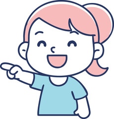 Various cheerful girls pointing forward styles.