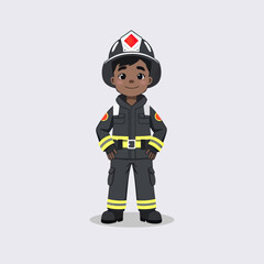 Male Firefighter Character in Uniform – Vector Illustration Set
