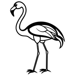 Obraz premium A vector silhouette of a flamingo standing 